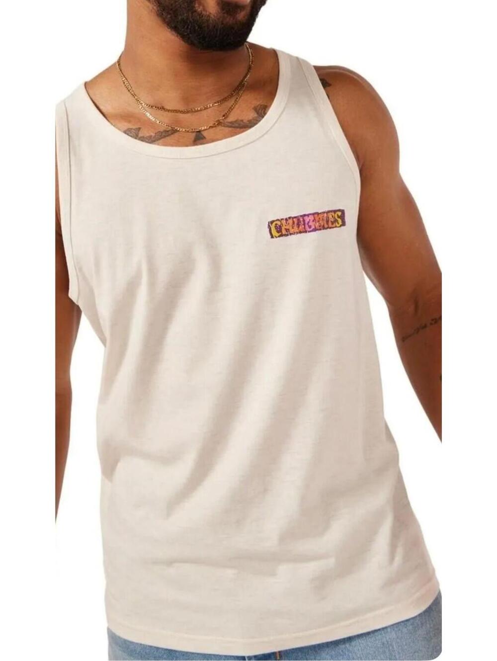 Chubbies Wind Slammer Tank Top XXL Oatmeal Heather Beach Graphic